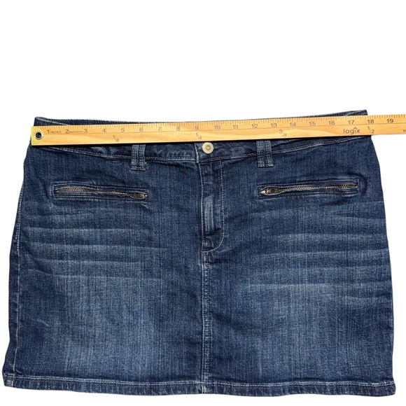 Hollister Y2K Micro Mini Skirt Womens Sz 15 Blue Denim Low Rise‎ Casual Preppy - Picture 4 of 9